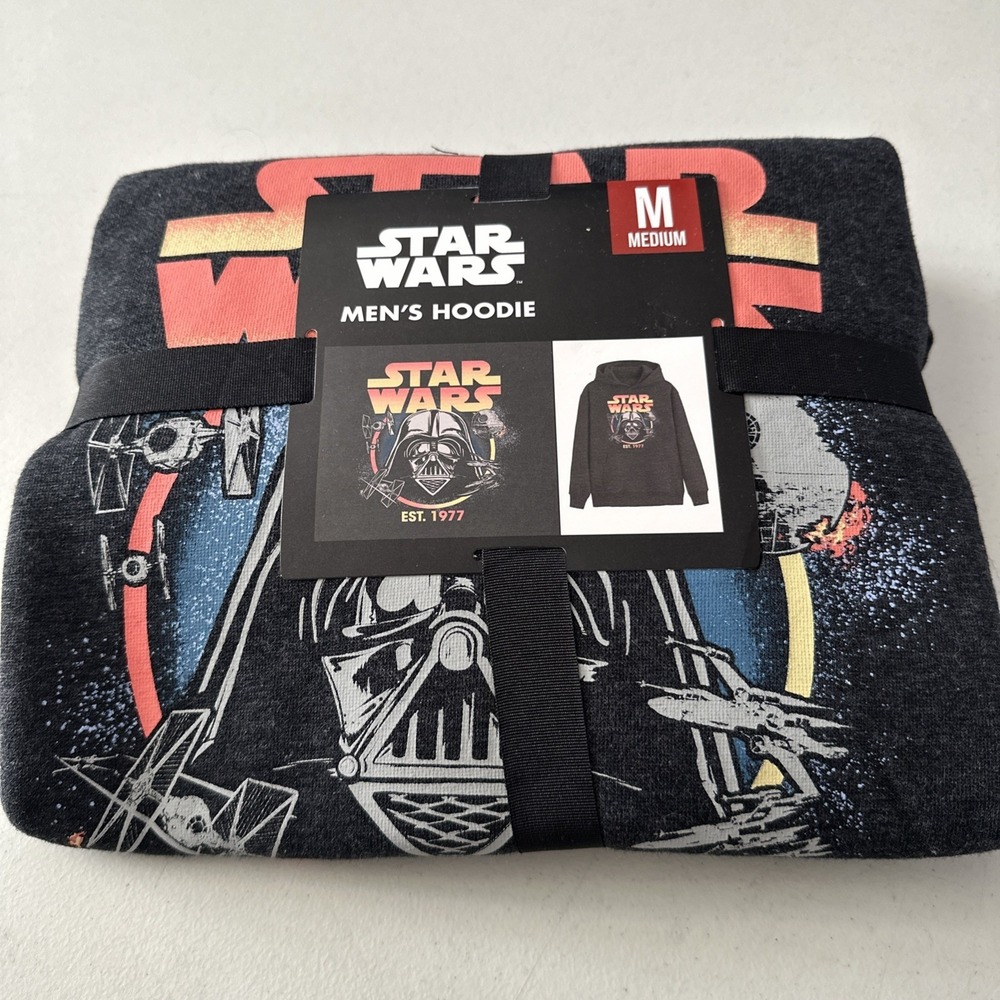 Star Wars Men's Darth Vader Graphic Hoodie Black Color Size Medium
